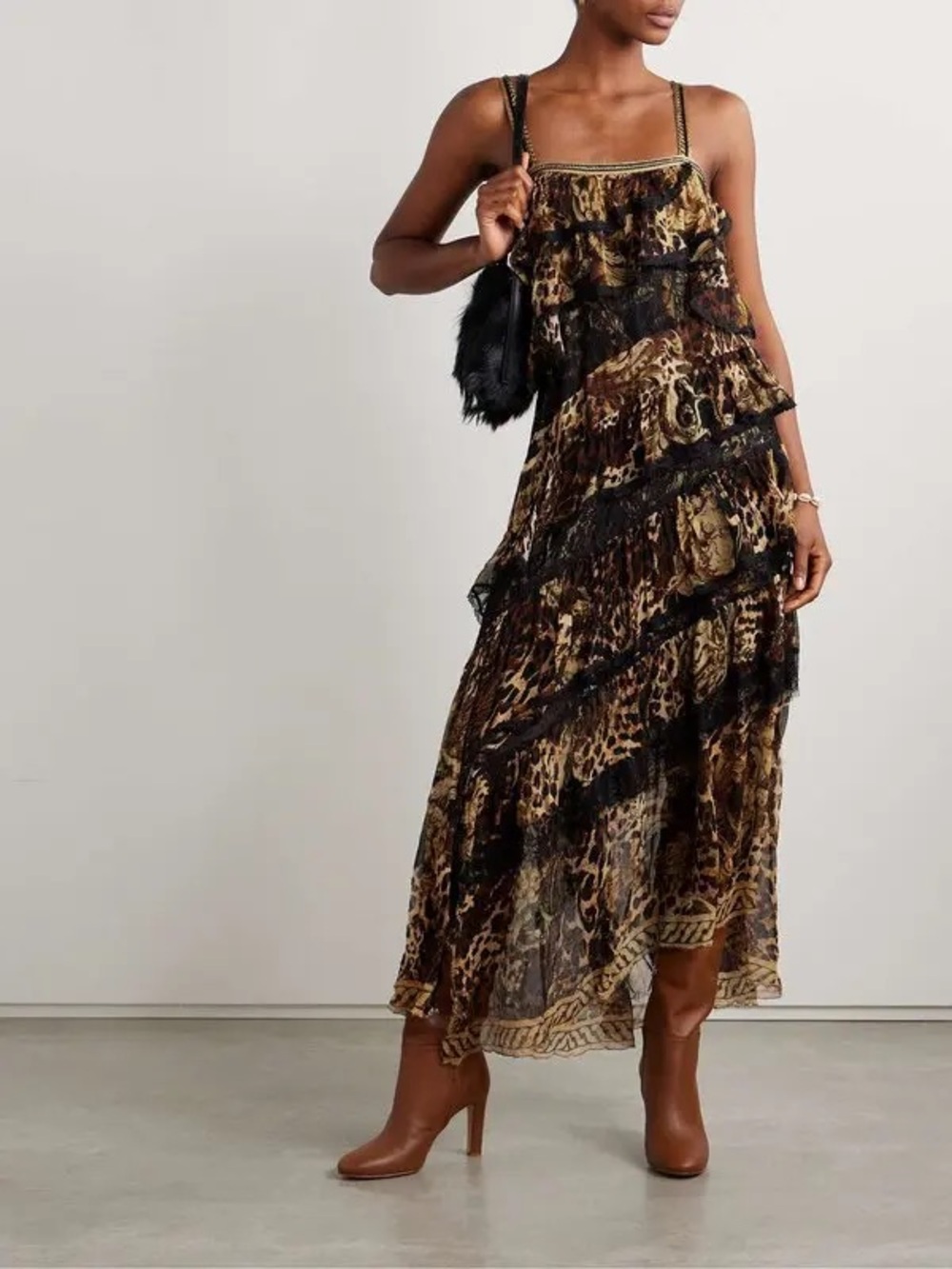 CAMILLA Eras of Empires Embellished Silk Lace Tiered Maxi Dress